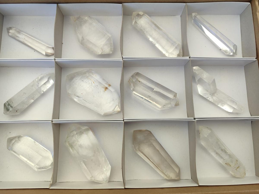 Polished Double Terminated Clear Quartz Crystals x 12 From Madagascar - Toprock Gemstones and Minerals 