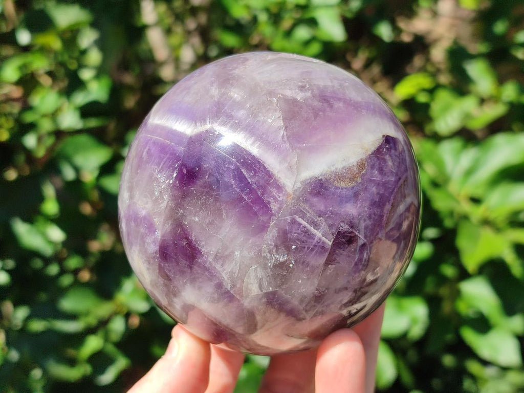 Polished Chevron Amethyst Spheres x 2 From Madagascar - Toprock Gemstones and Minerals 
