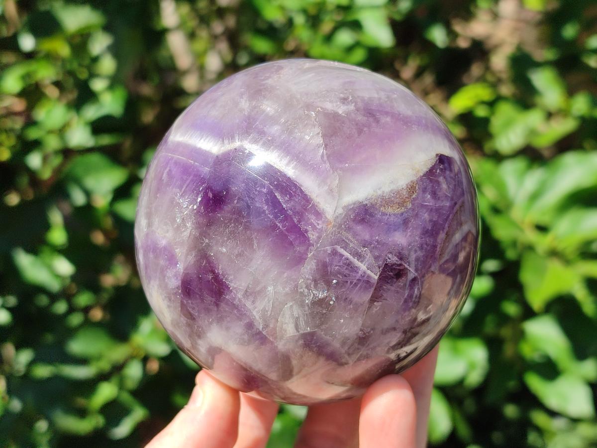 Polished Chevron Amethyst Spheres x 2 From Madagascar - Toprock Gemstones and Minerals 