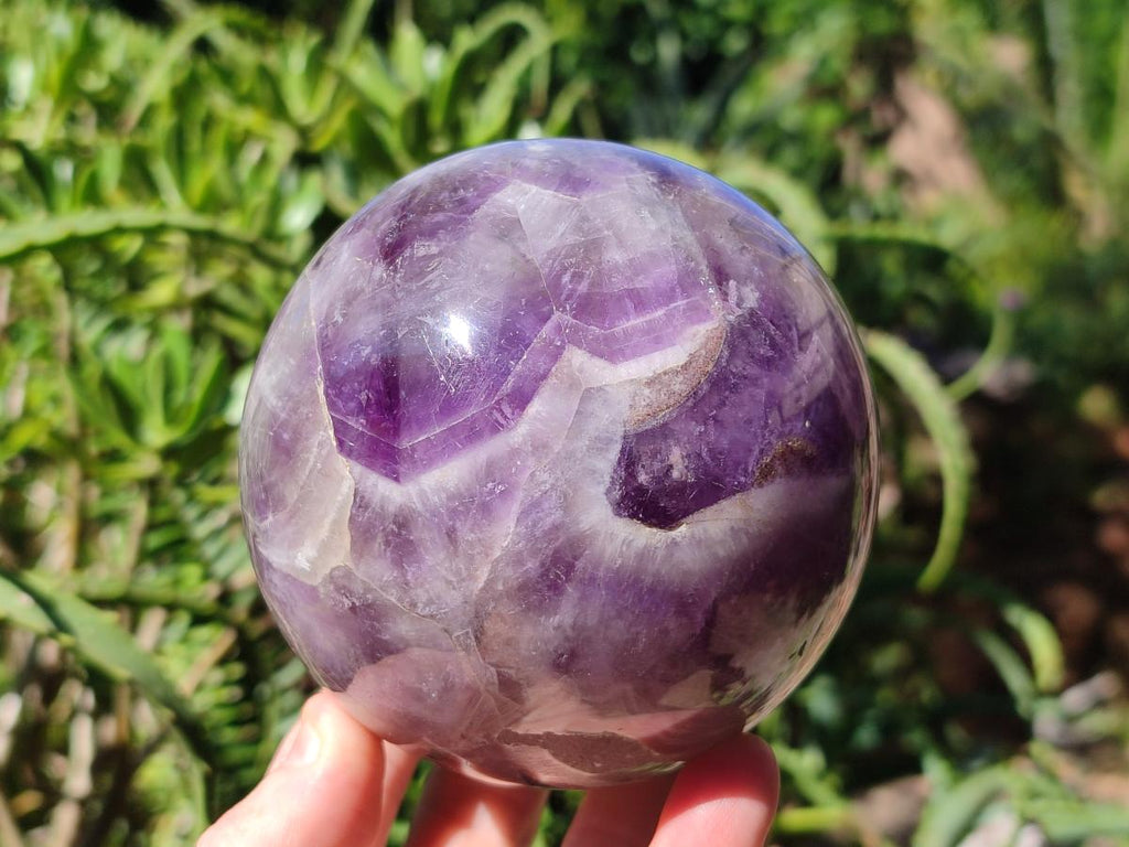 Polished Chevron Amethyst Spheres x 2 From Madagascar - Toprock Gemstones and Minerals 