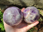 Polished Chevron Amethyst Spheres x 2 From Madagascar - Toprock Gemstones and Minerals 