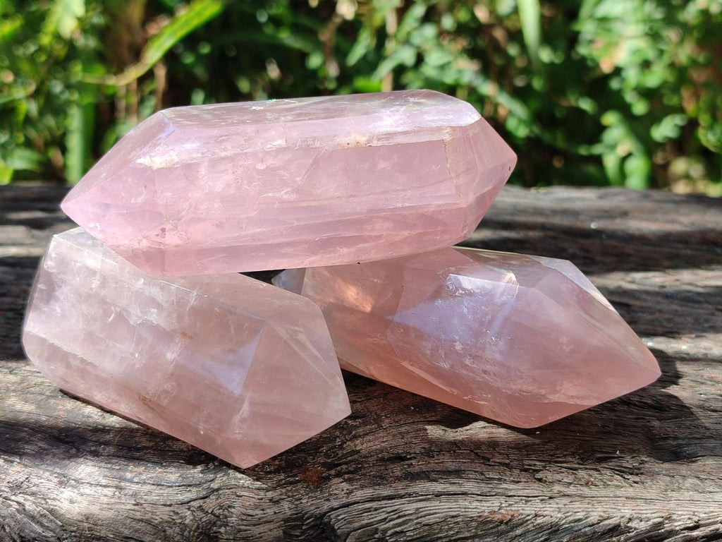 Polished Double Terminated Gemmy Rose Quartz Crystals x 6 From Madagascar - Toprock Gemstones and Minerals 