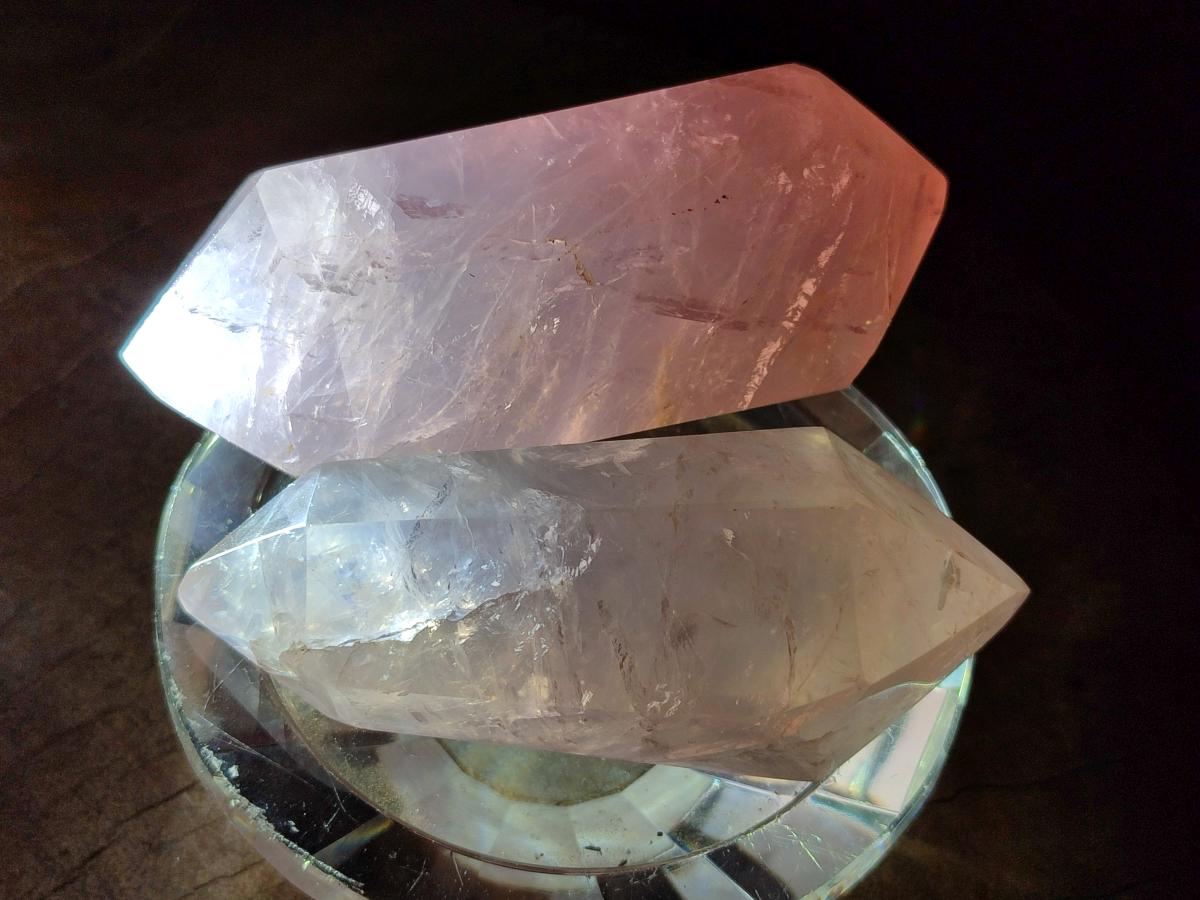 Polished Double Terminated Gemmy Rose Quartz Crystals x 6 From Madagascar - Toprock Gemstones and Minerals 