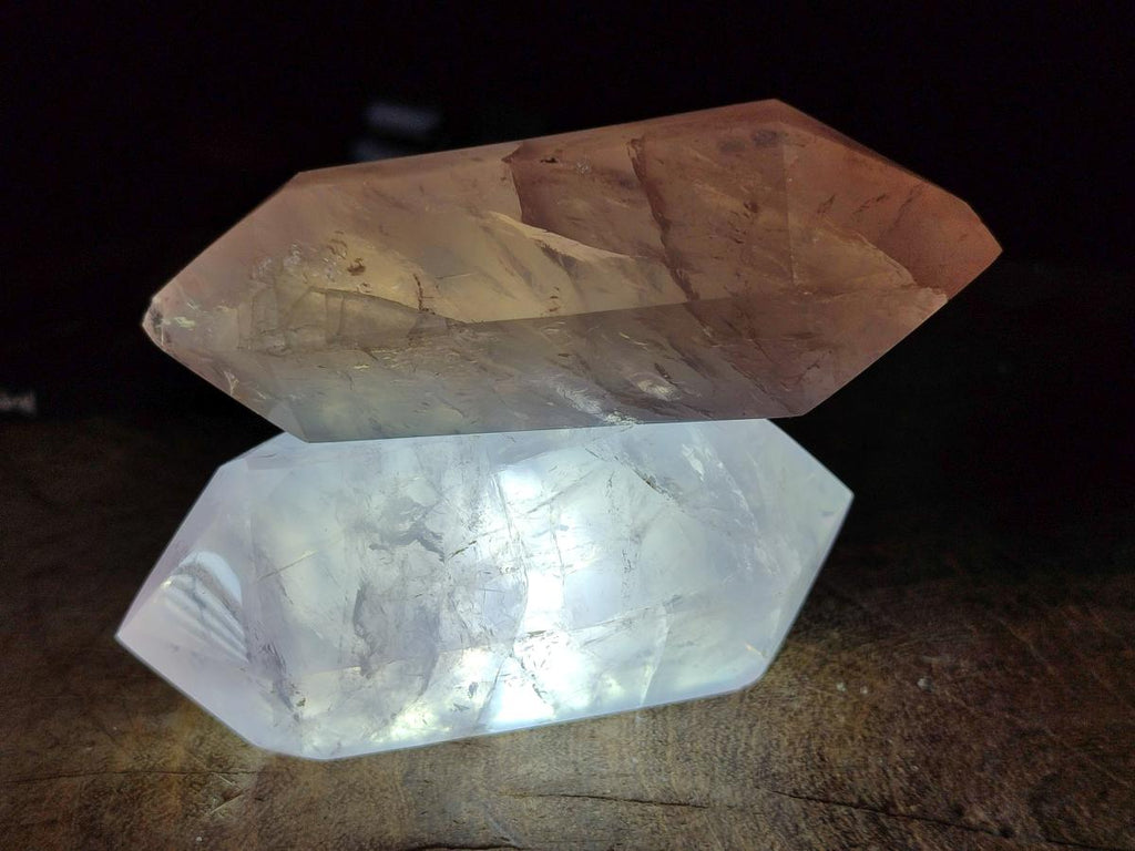 Polished Double Terminated Gemmy Rose Quartz Crystals x 6 From Madagascar - Toprock Gemstones and Minerals 