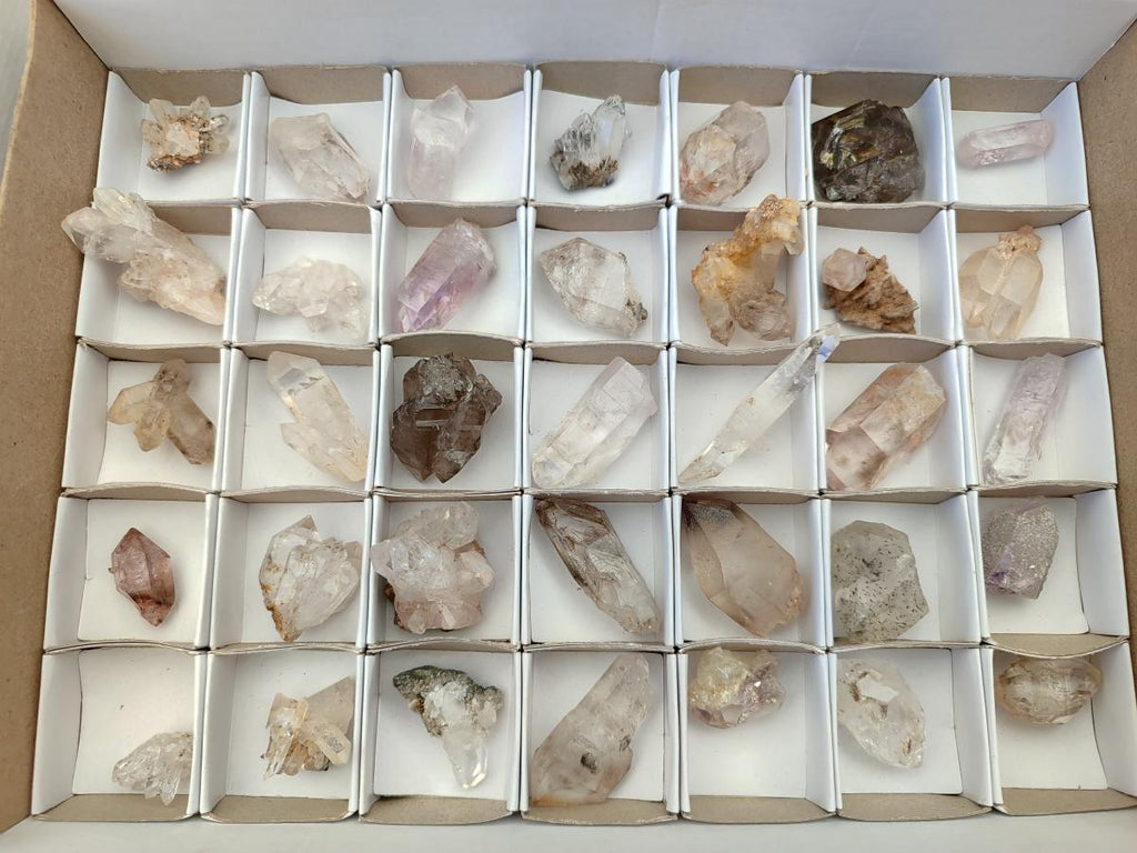 Natural Mixed Brandberg Window Quartz Crystals x 35 From Brandberg, Namibia - Toprock Gemstones and Minerals 