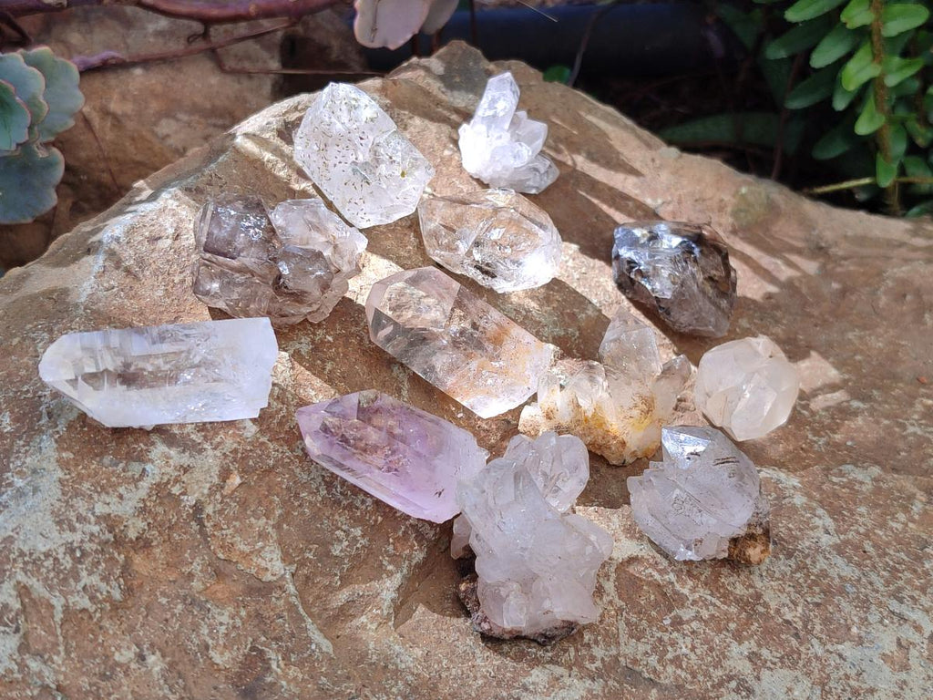 Natural Mixed Brandberg Window Quartz Crystals x 35 From Brandberg, Namibia - Toprock Gemstones and Minerals 