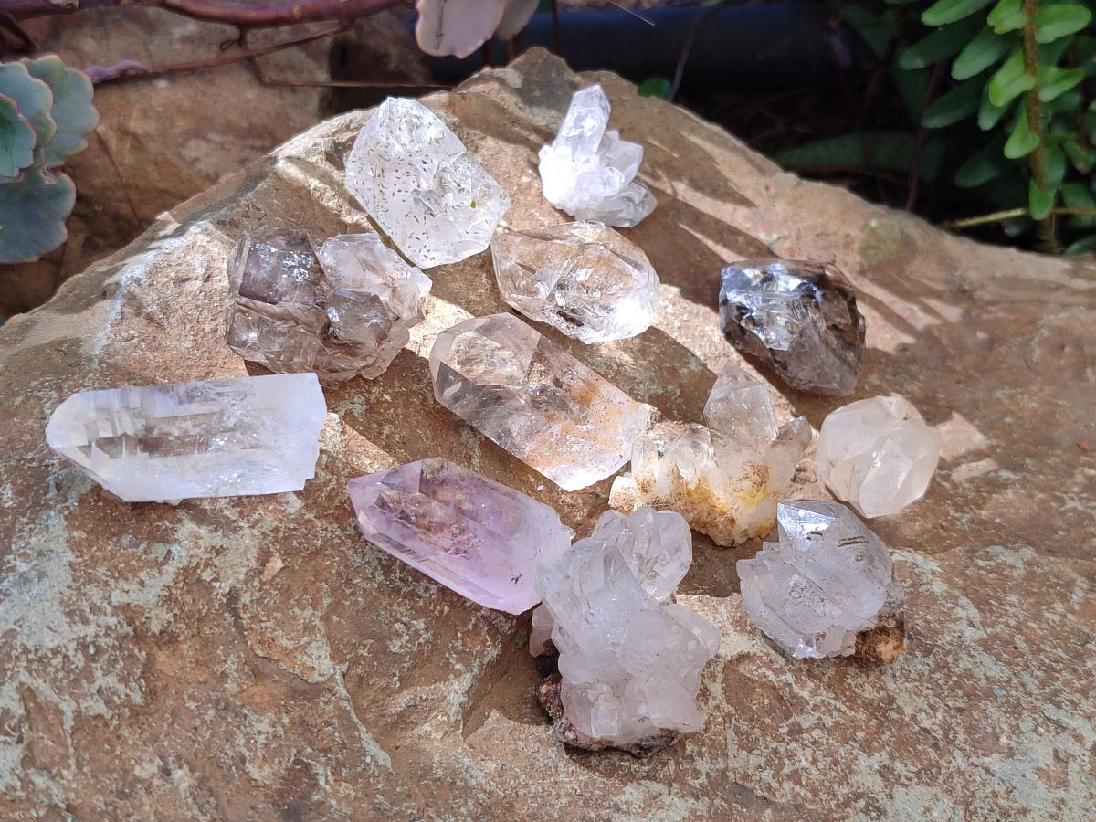 Natural Mixed Brandberg Window Quartz Crystals x 35 From Brandberg, Namibia - Toprock Gemstones and Minerals 