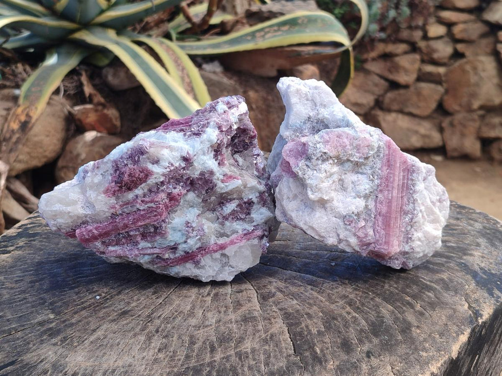Natural Pink Rubellite Tourmaline Specimens x 2 From Karibib, Namibia - Toprock Gemstones and Minerals 