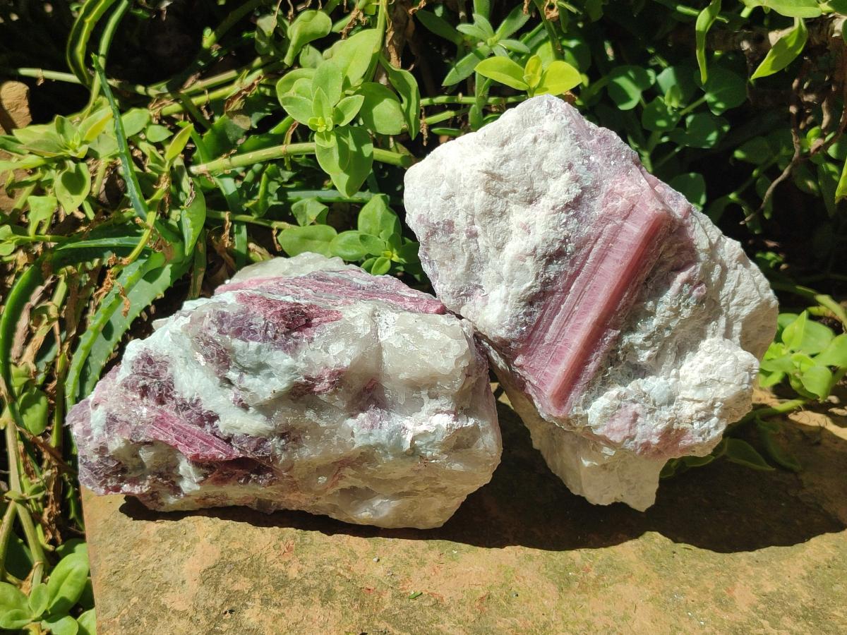 Natural Pink Rubellite Tourmaline Specimens x 2 From Karibib, Namibia - Toprock Gemstones and Minerals 