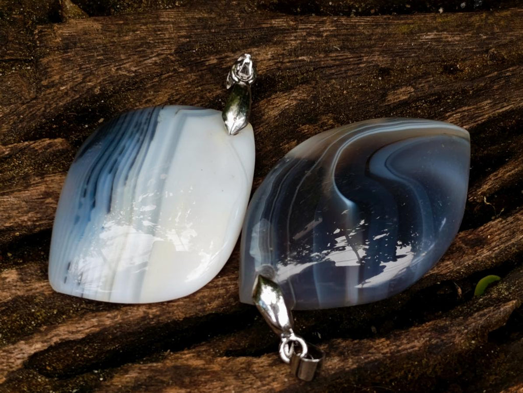 Polished Zebra Agate Pendants x 20 From Madagascar - Toprock Gemstones and Minerals 