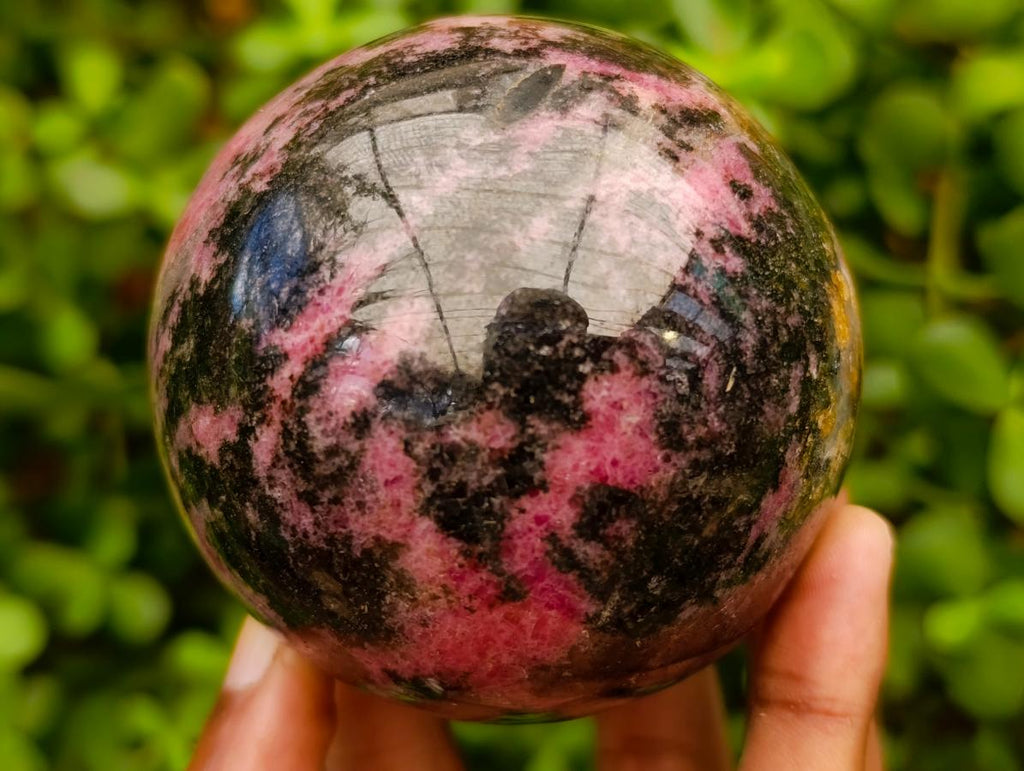Polished Rhodonite Gemstone Spheres x 2 From Ambindavato, Madagascar - Toprock Gemstones and Minerals 