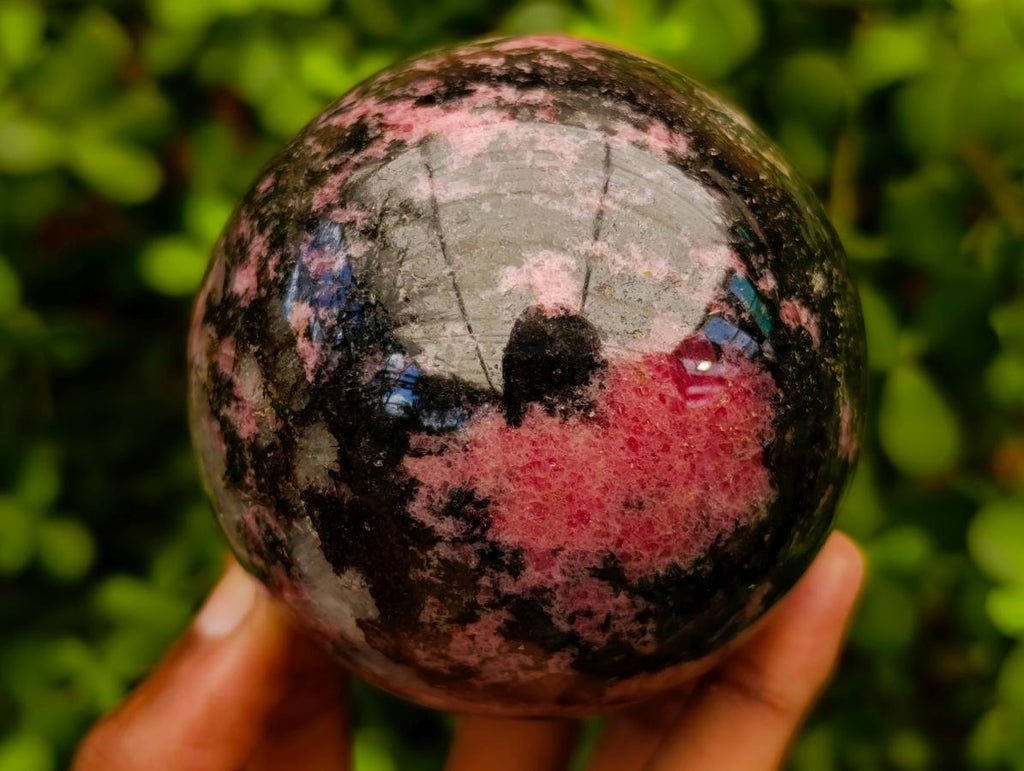 Polished Rhodonite Gemstone Spheres x 2 From Ambindavato, Madagascar - Toprock Gemstones and Minerals 