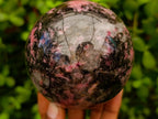 Polished Rhodonite Gemstone Spheres x 2 From Ambindavato, Madagascar - Toprock Gemstones and Minerals 