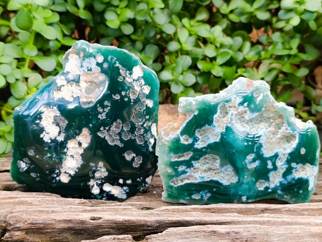 Polished On One Side Mtorolite Chrysoprase Plates x 6 From Mutorashanga, Zimbabwe - Toprock Gemstones and Minerals 