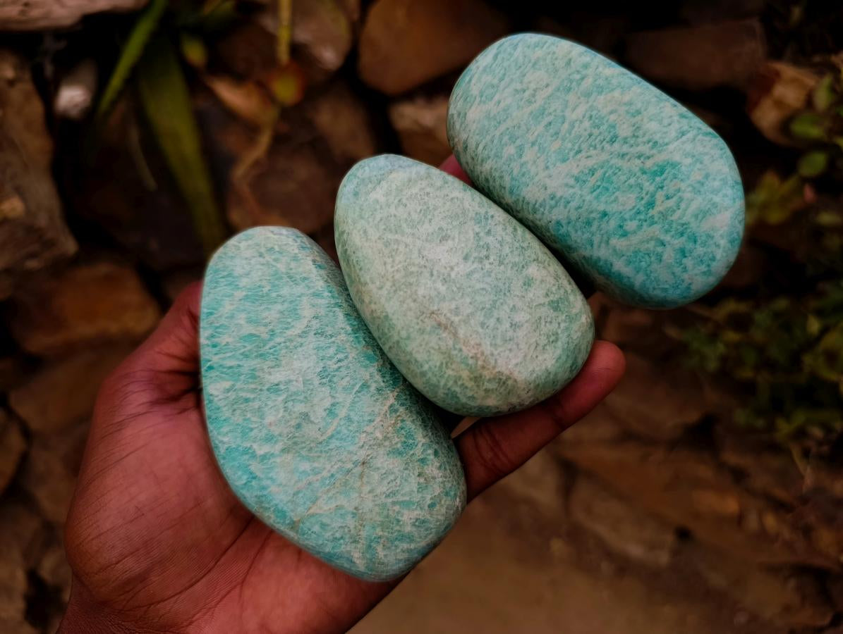 Polished Mixed Amazonite Free Forms x 12 From Zimbabwe - Toprock Gemstones and Minerals 
