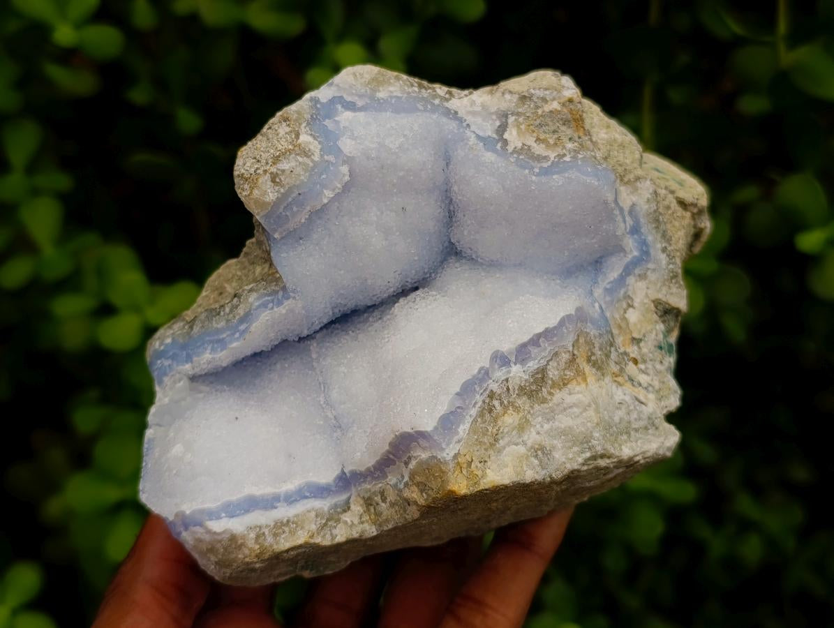 Natural Blue Lace Agate Geode Specimens x 4 From Nsanje, Malawi - Toprock Gemstones and Minerals 