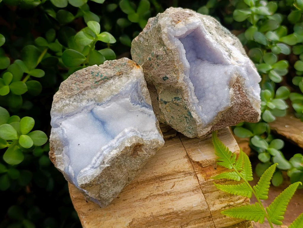 Natural Blue Lace Agate Geode Specimens x 4 From Nsanje, Malawi - Toprock Gemstones and Minerals 