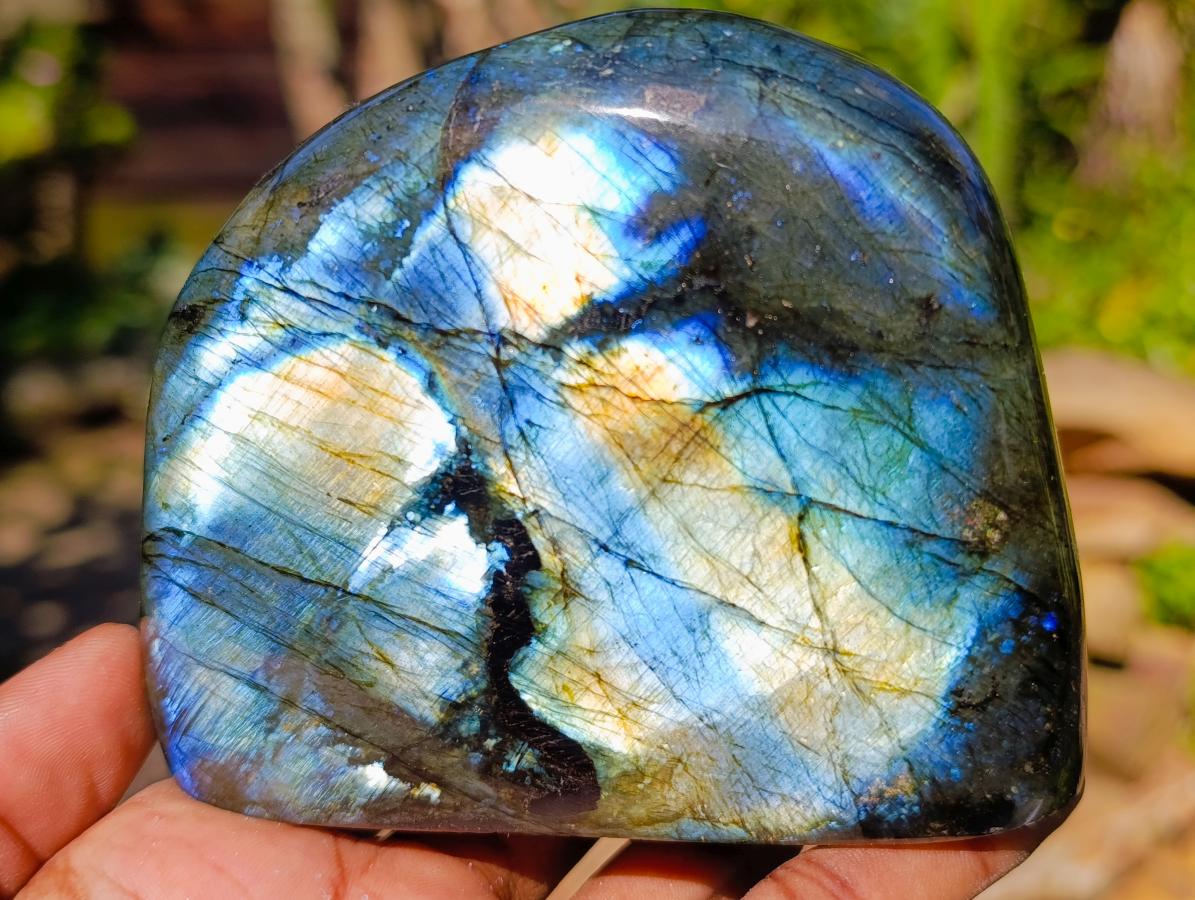 Polished Rare Purple Sunset Flash Labradorite Standing Free Forms x 3 From Madagascar - Toprock Gemstones and Minerals 