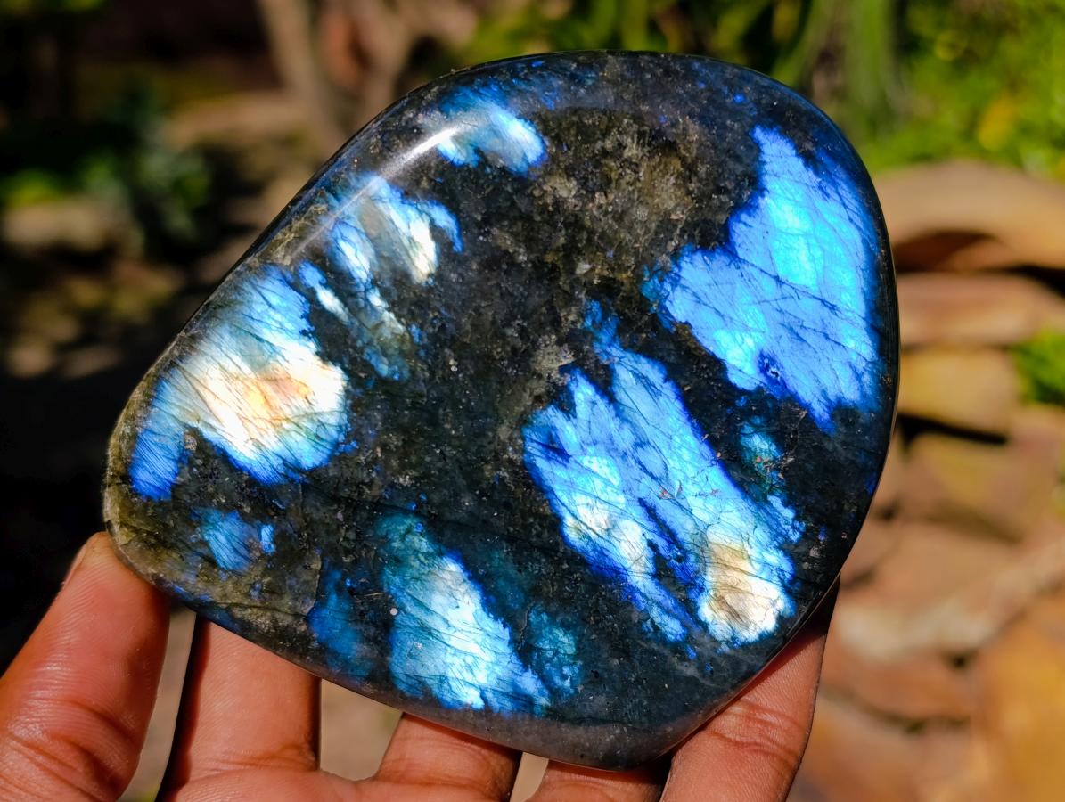 Polished Rare Purple Sunset Flash Labradorite Standing Free Forms x 3 From Madagascar - Toprock Gemstones and Minerals 