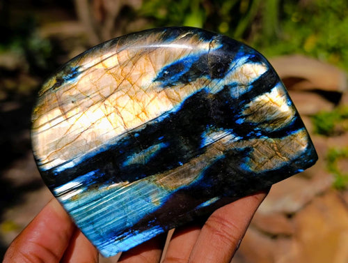 Polished Rare Purple Sunset Flash Labradorite Standing Free Forms x 3 From Madagascar - Toprock Gemstones and Minerals 