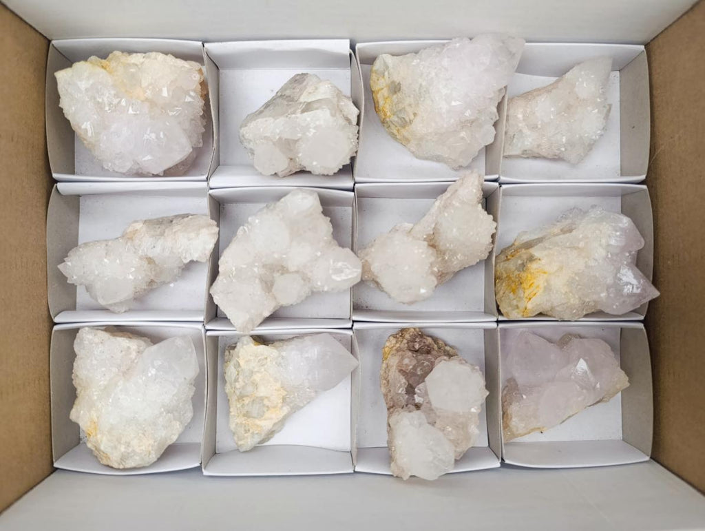 Natural White Spirit Quartz Clusters x 12 From Boekenhouthoek, South Africa - Toprock Gemstones and Minerals 
