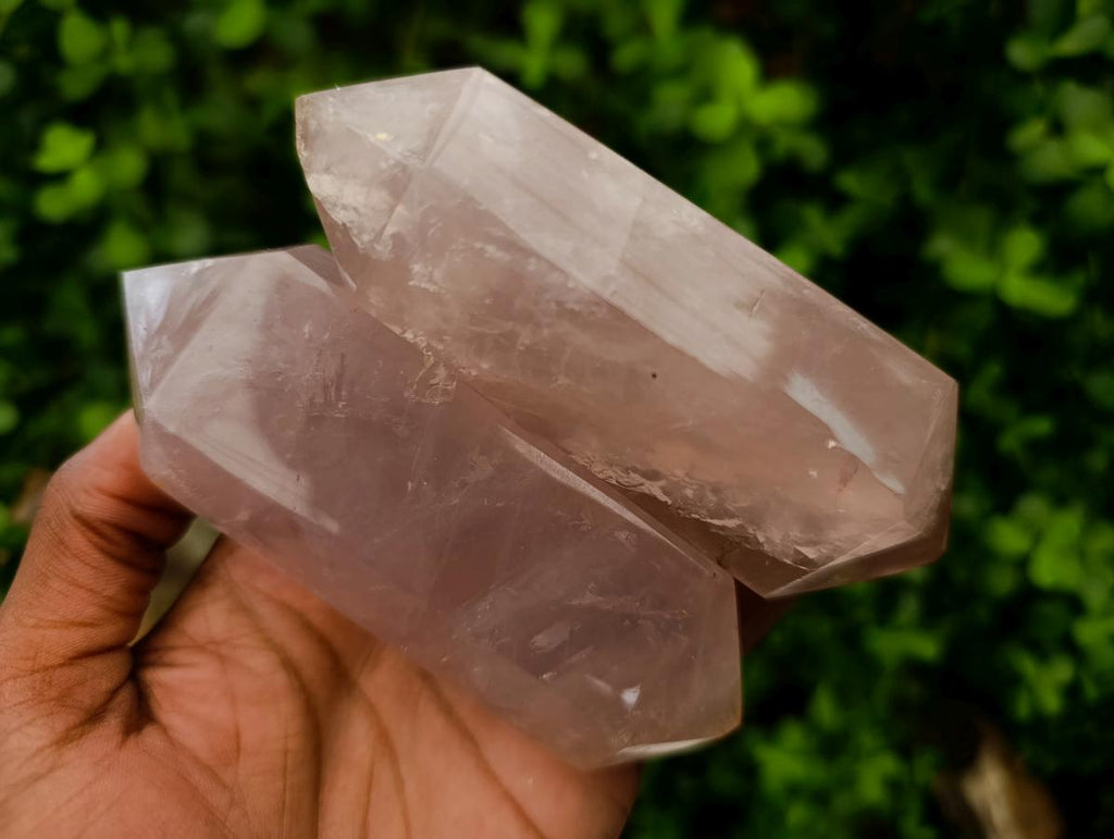 Polished Double Terminated Gemmy Rose Quartz Crystals x 6 From Madagascar - Toprock Gemstones and Minerals 