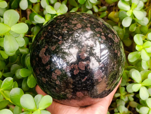 Polished Large "Water Sapphire" sphere with Sillimanite x 1 From Ambatofinandrahana, Madagascar - Toprock Gemstones and Minerals 