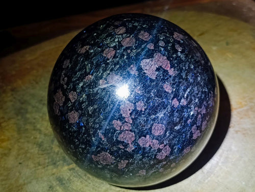 Polished Large "Water Sapphire" sphere with Sillimanite x 1 From Ambatofinandrahana, Madagascar - Toprock Gemstones and Minerals 