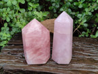 Polished Large Gemmy Rose Quartz Crystals x 2 From Madagascar - Toprock Gemstones and Minerals 