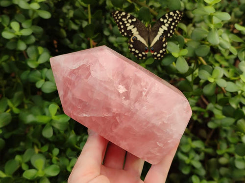 Polished Large Gemmy Rose Quartz Crystals x 2 From Madagascar - Toprock Gemstones and Minerals 