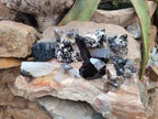 Natural Schorl Black Tourmaline with Smokey Quartz and Hyalite Opal x 12 From Erongo, Namibia - Toprock Gemstones and Minerals 
