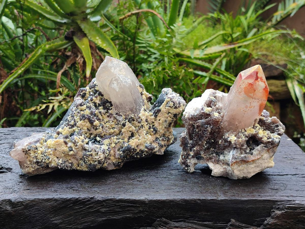 Natural Smokey Quartz Clusters with Associated Minerals x 2 From Erongo, Namibia - Toprock Gemstones and Minerals 