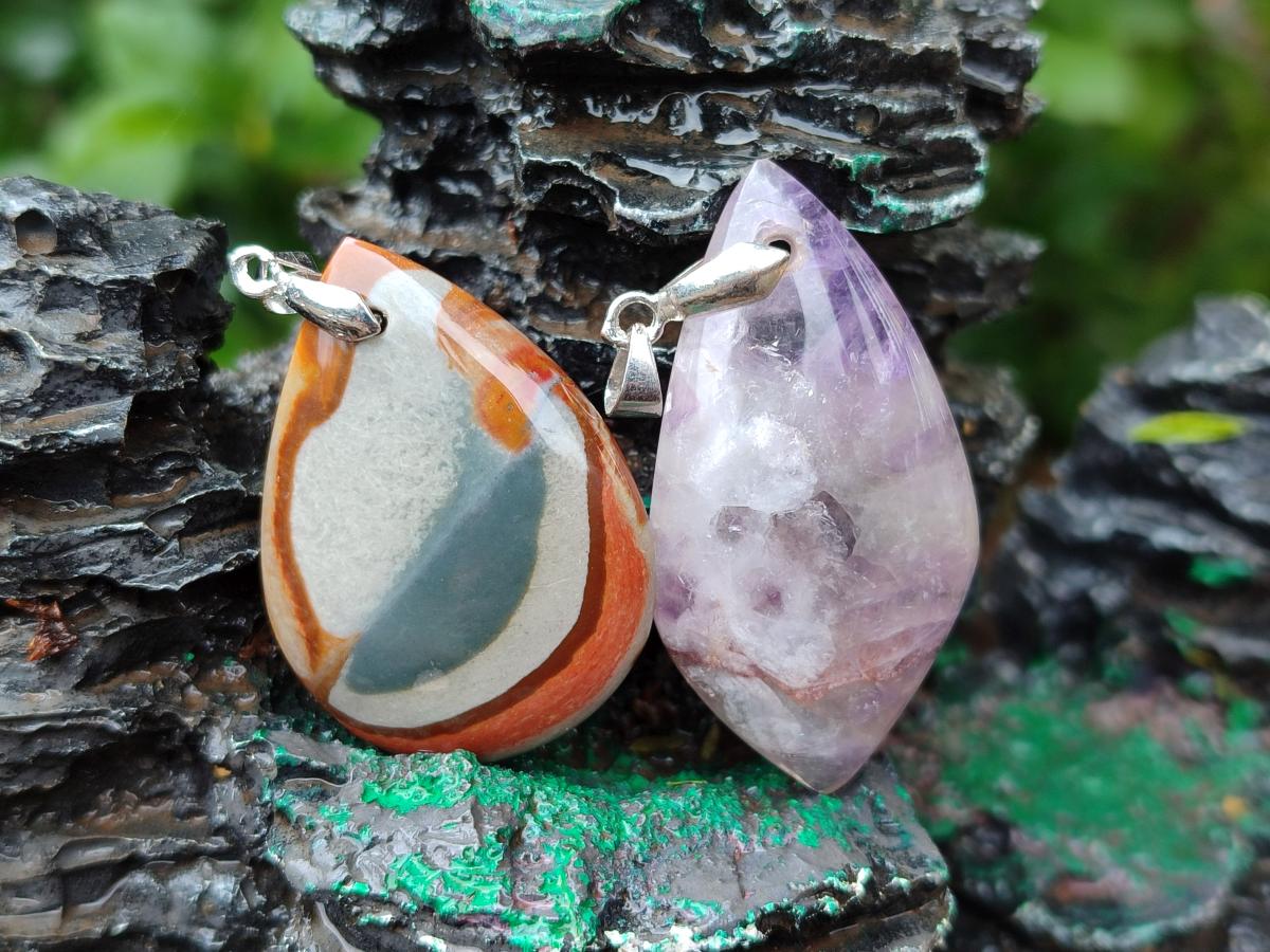 Polished Multi Mineral Pendants x 12 From Madagascar - Toprock Gemstones and Minerals 