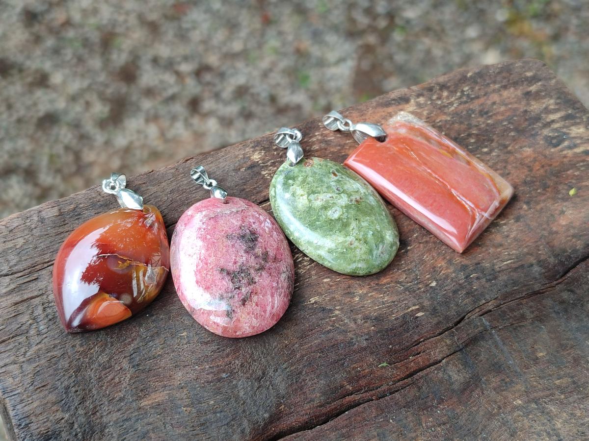 Polished Multi Mineral Pendants x 12 From Madagascar - Toprock Gemstones and Minerals 
