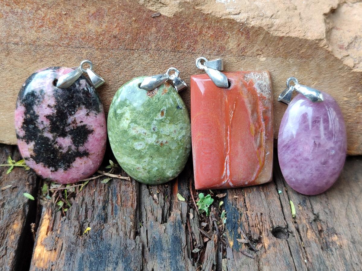 Polished Multi Mineral Pendants x 12 From Madagascar - Toprock Gemstones and Minerals 