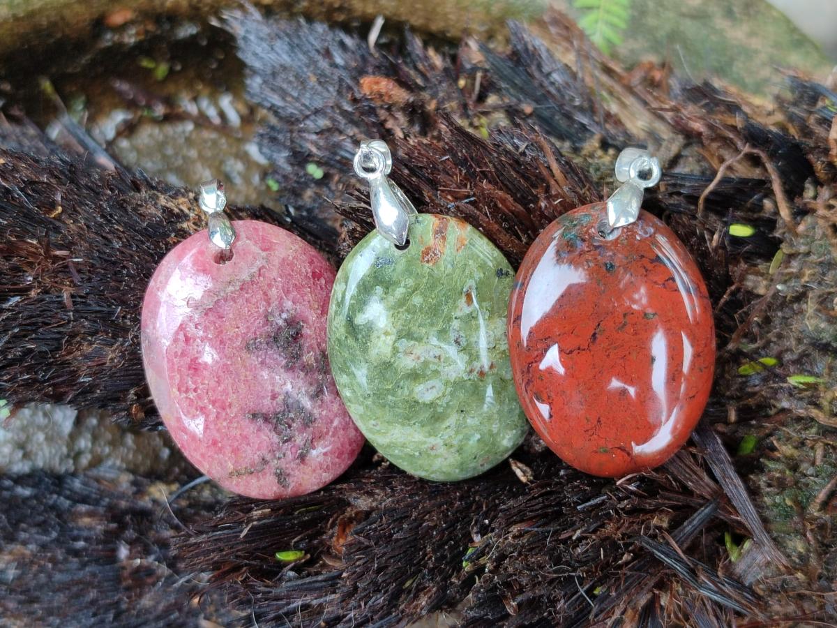 Polished Multi Mineral Pendants x 12 From Madagascar - Toprock Gemstones and Minerals 