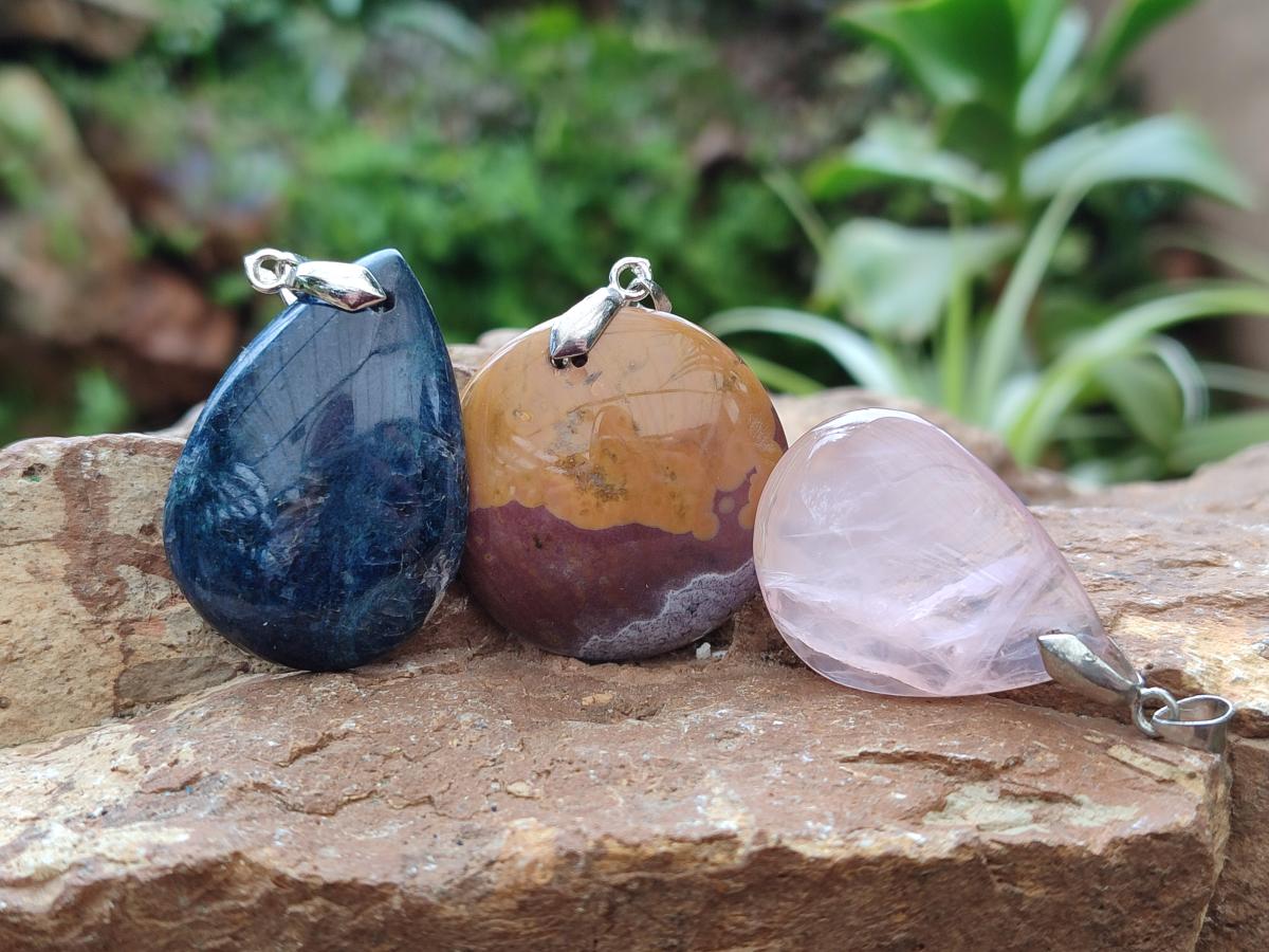 Polished Multi Mineral Pendants x 12 From Madagascar - Toprock Gemstones and Minerals 