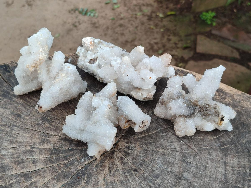 Natural Drusy Snow Finger Clusters x 4 From Albert's Mountain, Lesotho - Toprock Gemstones and Minerals 