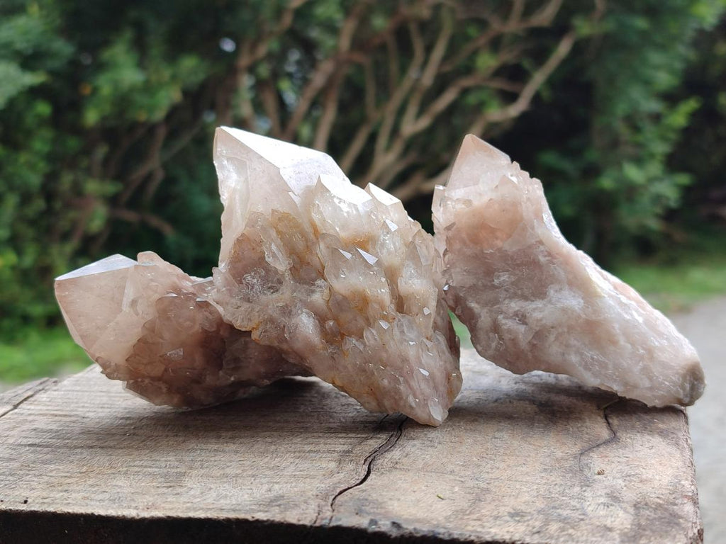 Natural Cascading Smokey Phantom Quartz Clusters x 6 From Luena, Congo - Toprock Gemstones and Minerals 