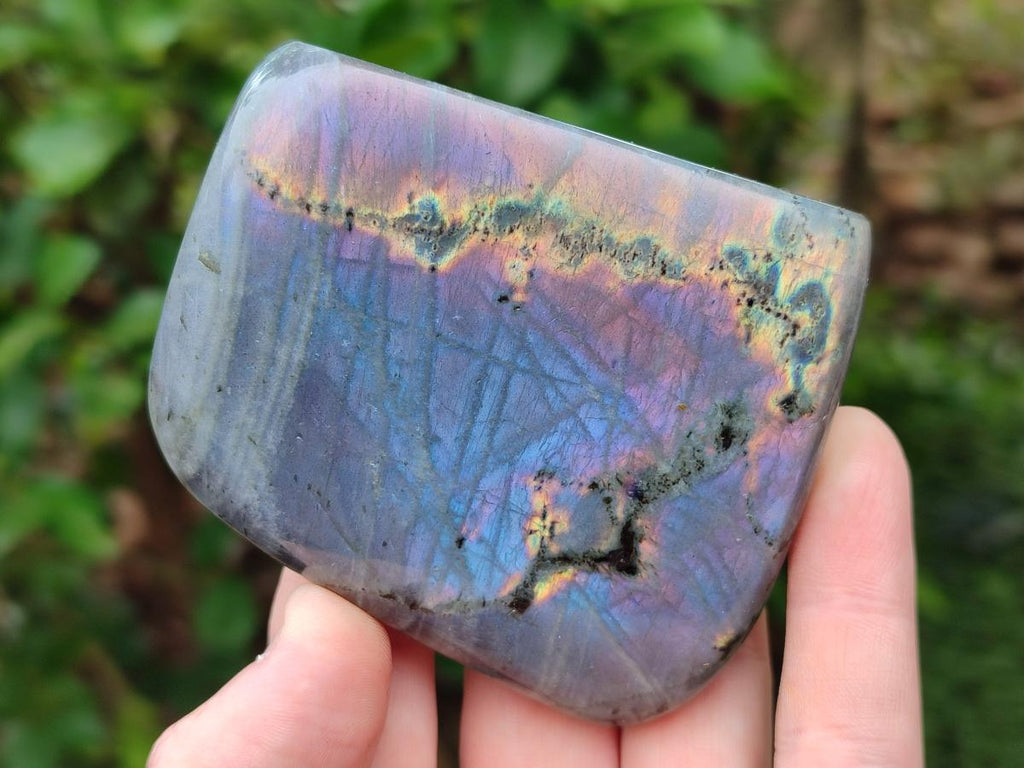 Polished Rare Purple Sunset Flash Labradorite Standing Free Forms x 12 From Madagascar - Toprock Gemstones and Minerals 