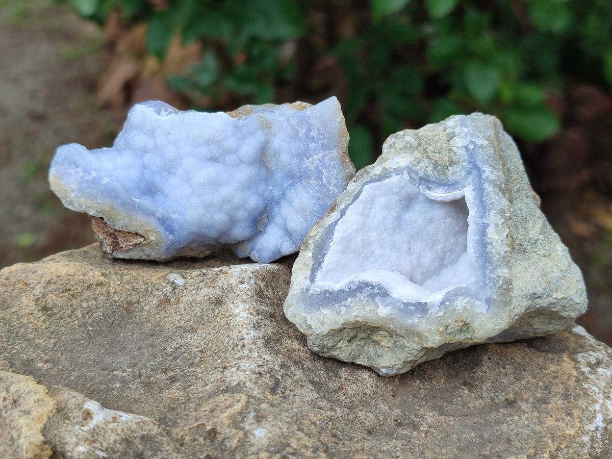 Natural Blue Lace Agate Geode Specimens x 35 From Nsanje, Malawi - Toprock Gemstones and Minerals 