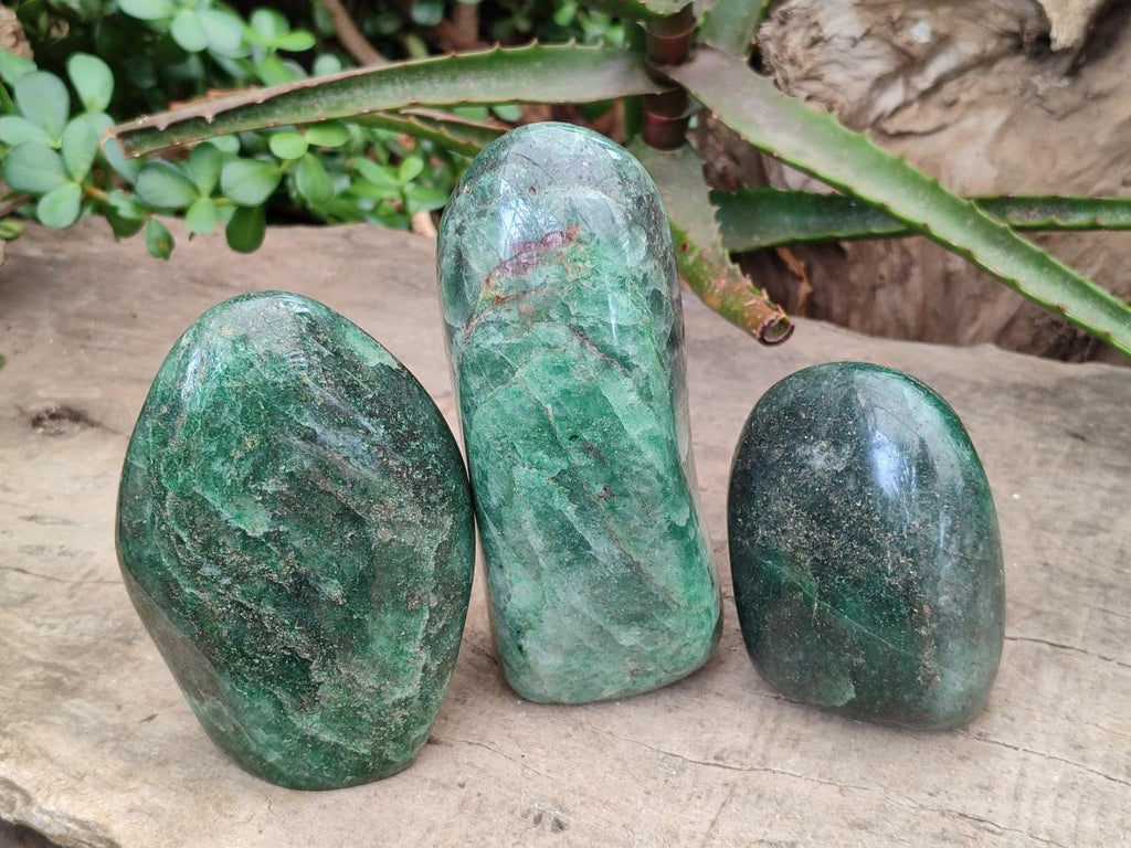Polished Fuchsite Quartz Standing Free Forms x 3 From Andakatany, Madagascar - Toprock Gemstones and Minerals 