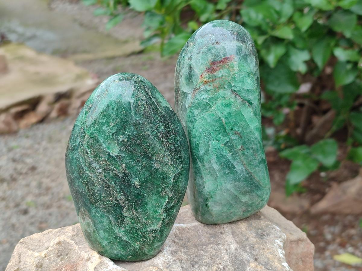 Polished Fuchsite Quartz Standing Free Forms x 3 From Andakatany, Madagascar - Toprock Gemstones and Minerals 