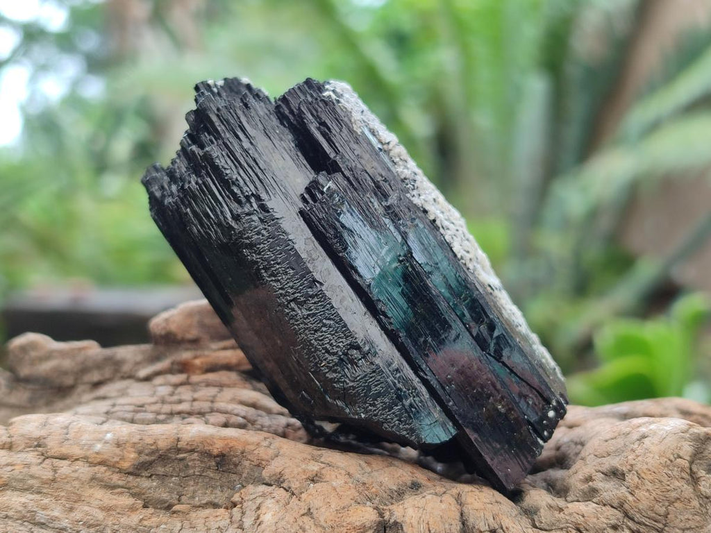 Natural Schorl Black Tourmaline with Smokey Quartz and Hyalite Opal x 6 From Erongo, Namibia - Toprock Gemstones and Minerals 