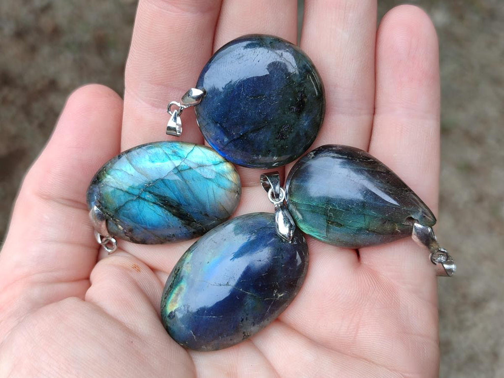 Polished Labradorite Pendants x 20 From Madagascar - Toprock Gemstones and Minerals 