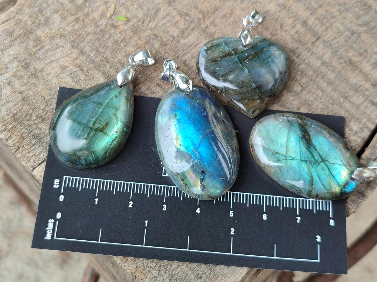 Polished Labradorite Pendants x 20 From Madagascar - Toprock Gemstones and Minerals 