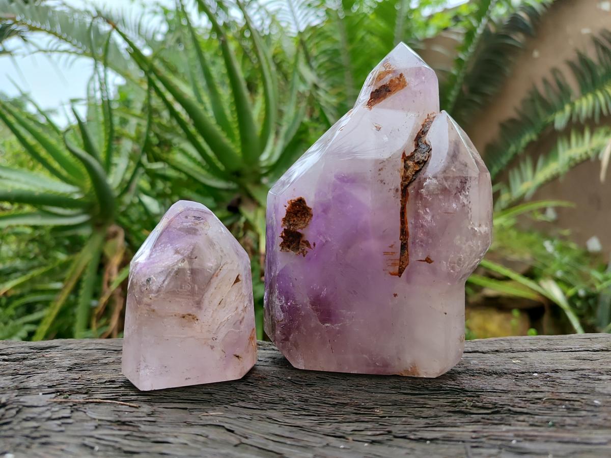 Natural Window Smokey Amethyst Crystals x 2 From Ambatondrazaka, Madagascar - Toprock Gemstones and Minerals 