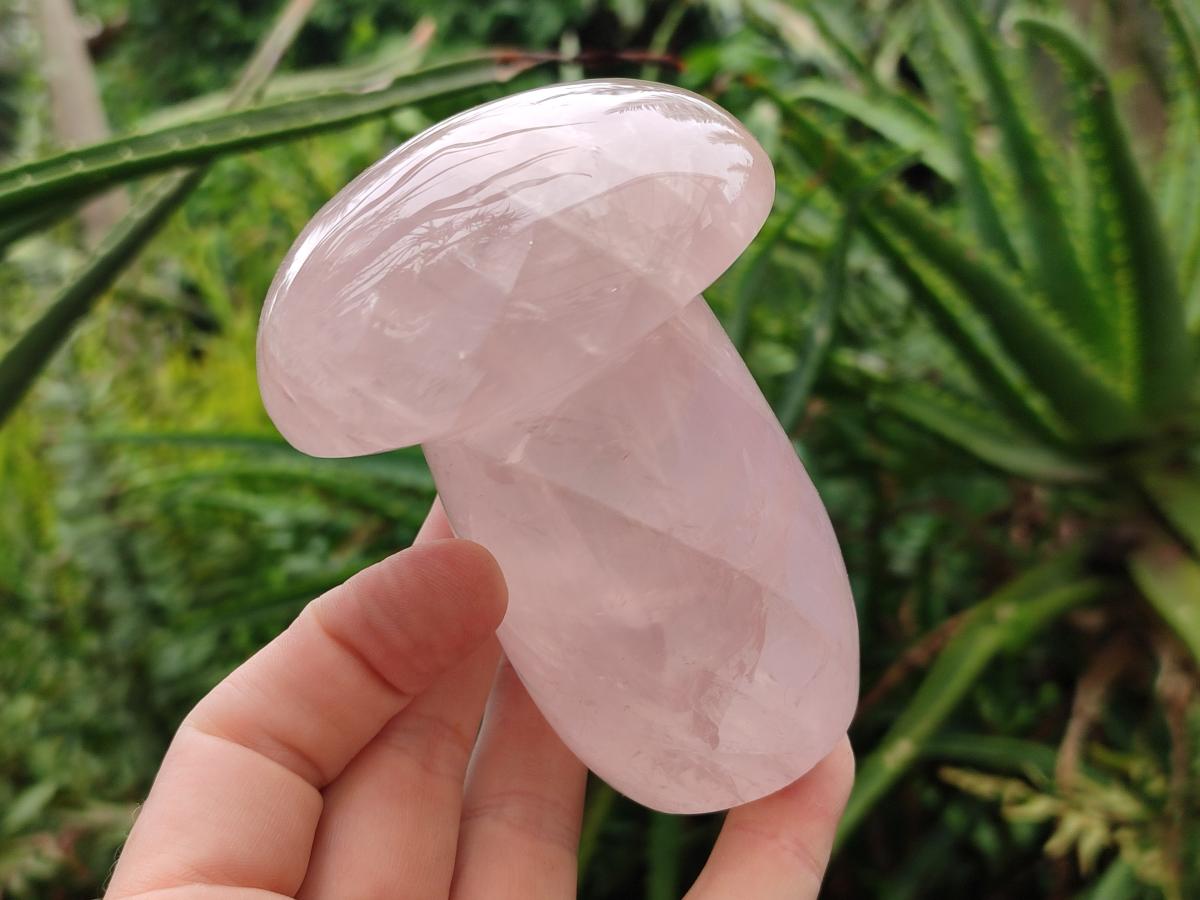 Polished Gemmy Rose Quartz Mushrooms x 3 From Madagascar - Toprock Gemstones and Minerals 