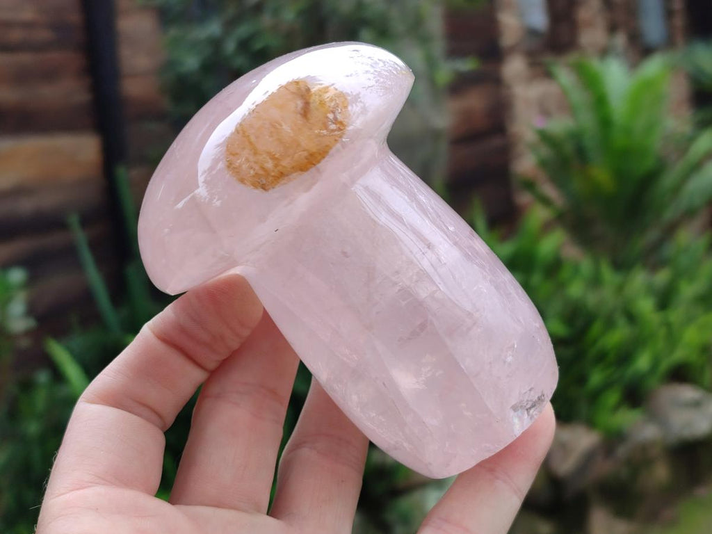 Polished Gemmy Rose Quartz Mushrooms x 3 From Madagascar - Toprock Gemstones and Minerals 