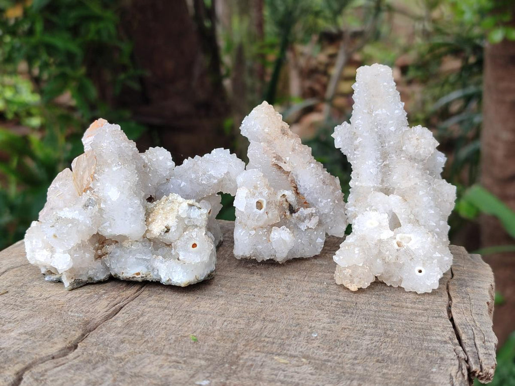 Natural Drusy Snow Finger Quartz Coated Clusters x 12 From Albert's Mountain, Lesotho - Toprock Gemstones and Minerals 